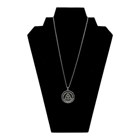 Irish Celtic Trinity Knot Pendant Necklace With Rhinestones On Silver Chain - Picture 4 of 12
